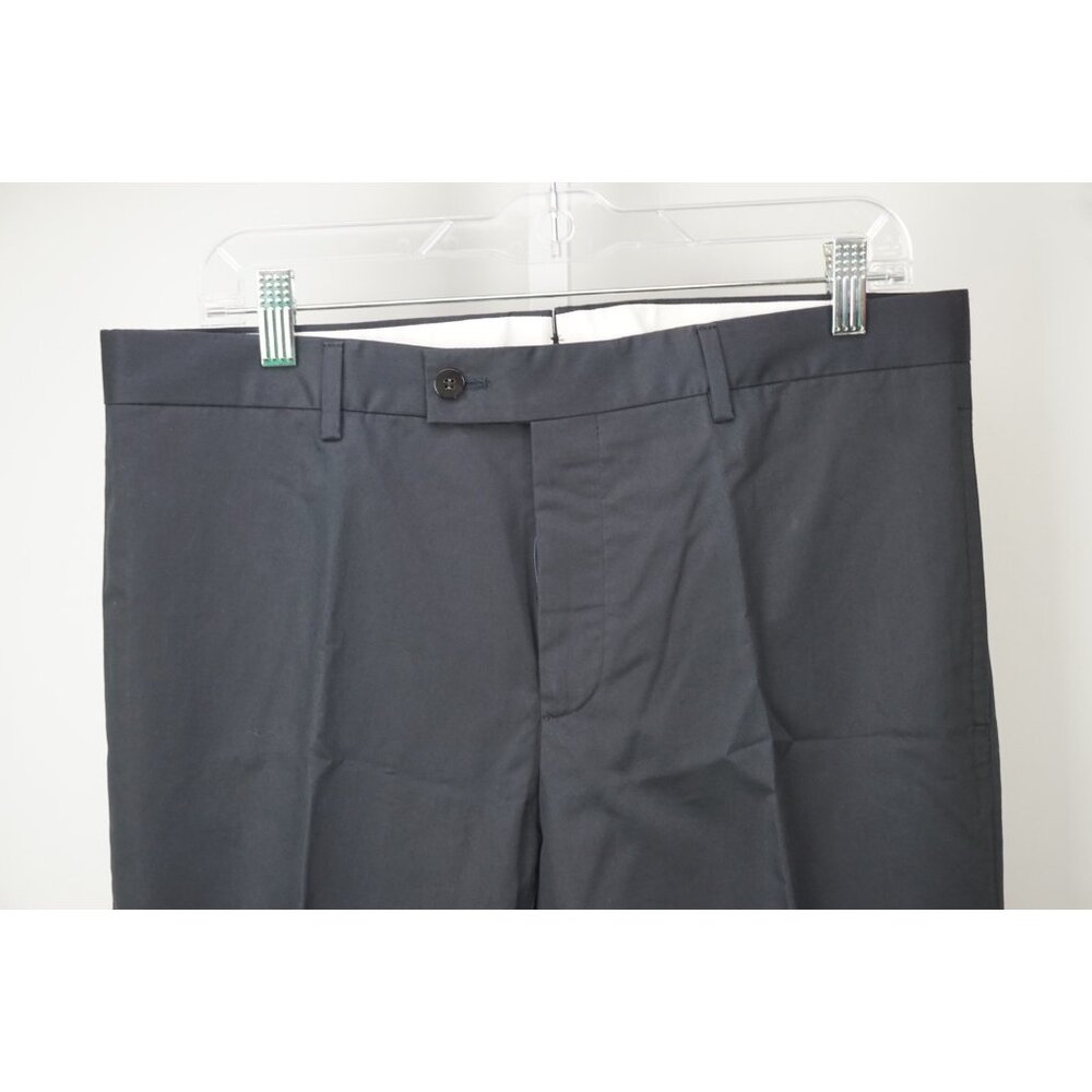 Lanvin Solid Navy Blue 100% Cotton Dress Pants Sz 48 NEW